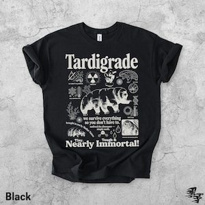Camiseta vintage de ciencia con tardígrados, camiseta retro con gráfico de biología, camiseta de microbiología con diseño de oso de agua, camiseta con humor para geeks de laboratorio, regalo para nerds de STEM Black