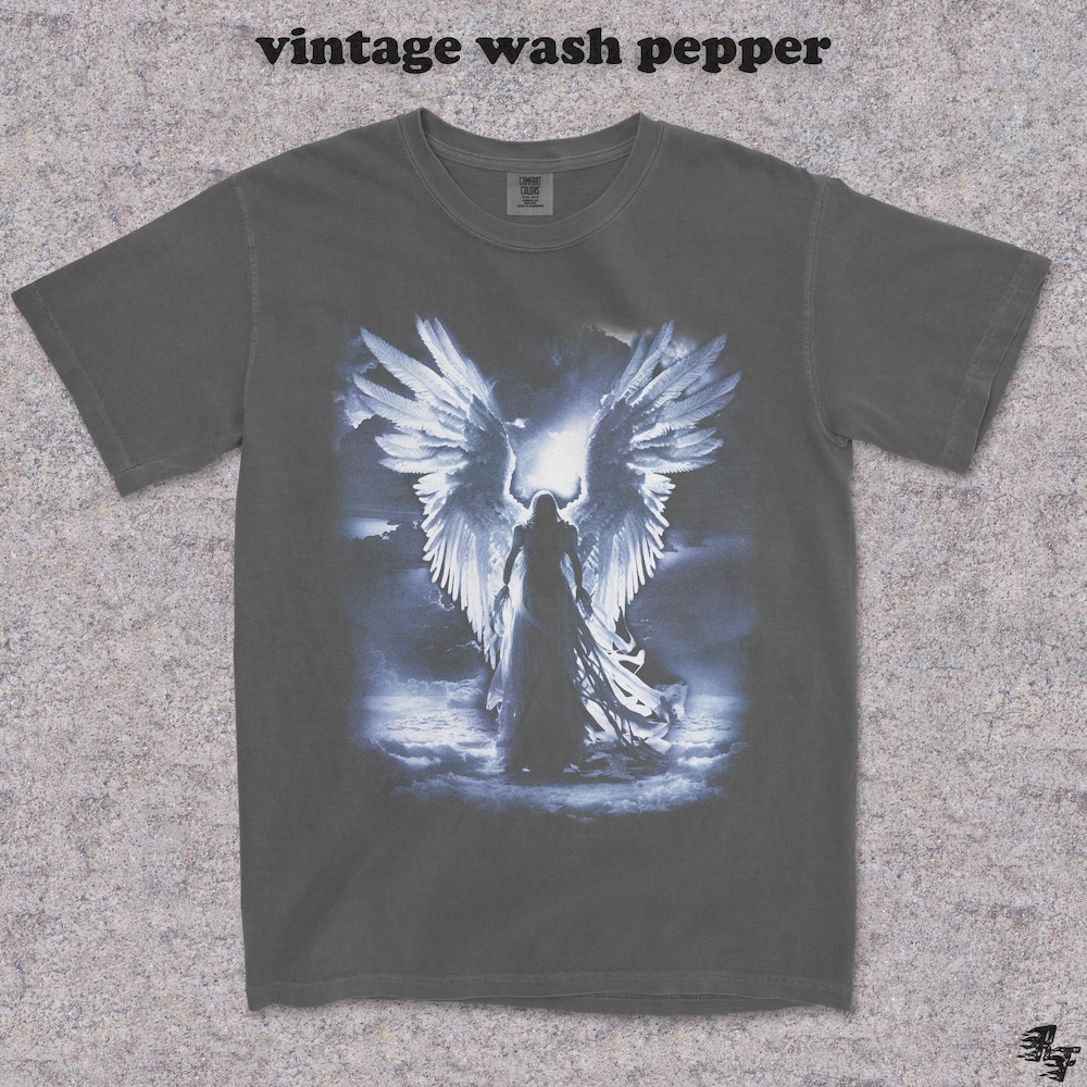 Guardian Angel Wings Vintage Graphic T Shirt, Gothic Heaven Warrior Tee, Retro 90S Fantasy Art, Aesthetic Spiritual Gift Divine Celestial