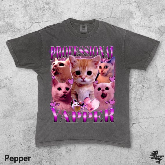 Professional Yapper Cat T-Shirt, Funny 90s Meme Kitty Tee, Vintage Talking Cat Graphic Shirt, Retro Humor Top, Y2K Cat Lovers Gift Shirt