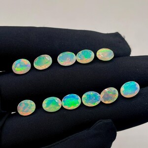 Naturlig etiopisk opal fasetterad - Welo eldopal ädelsten - Opalslipen sten - Lös ädelsten fasetterad - Oval 5 till 50 bitar fasetterad sten.