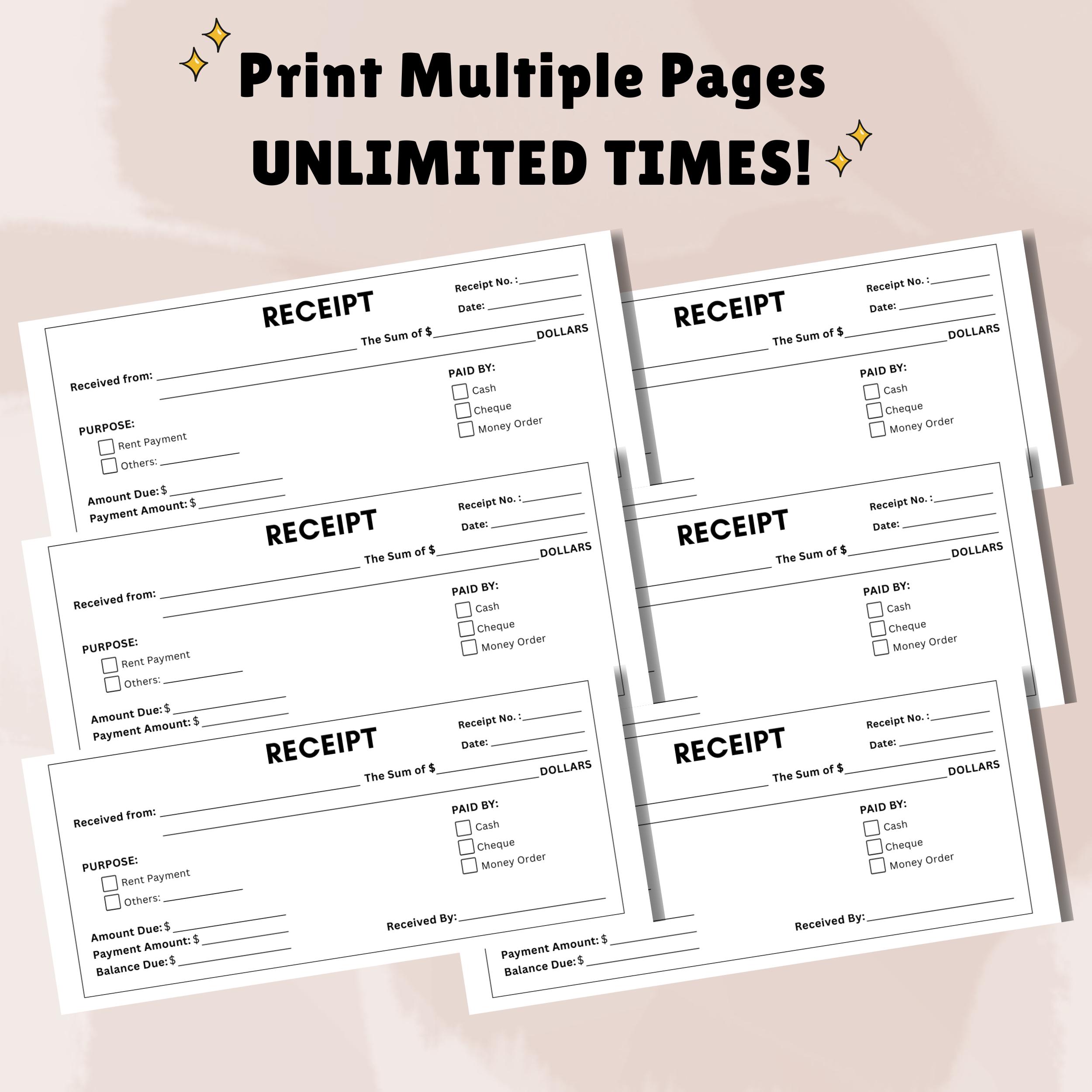 Receipt Editable Mini Editable Receipt Template: Printable Small Business Form (canva ...