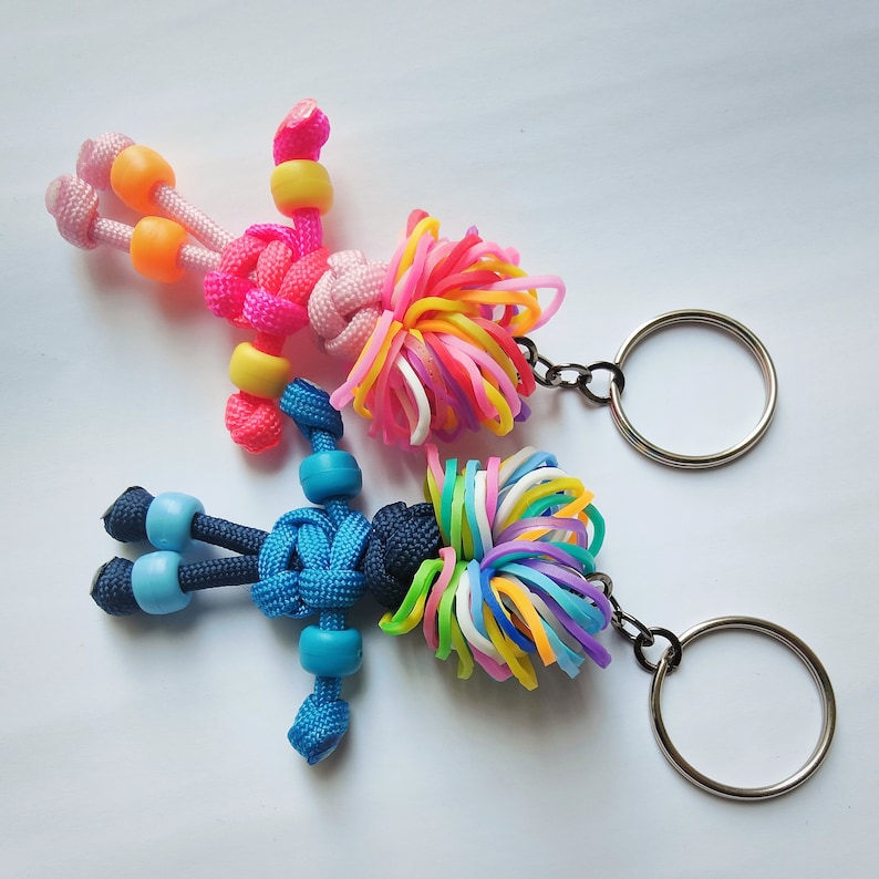 Sensory fidget keychain,kids school bag charm, paracord fidget,paracord buddy keychain,paracord human,stimming toy,children keychain,bag tag image 3