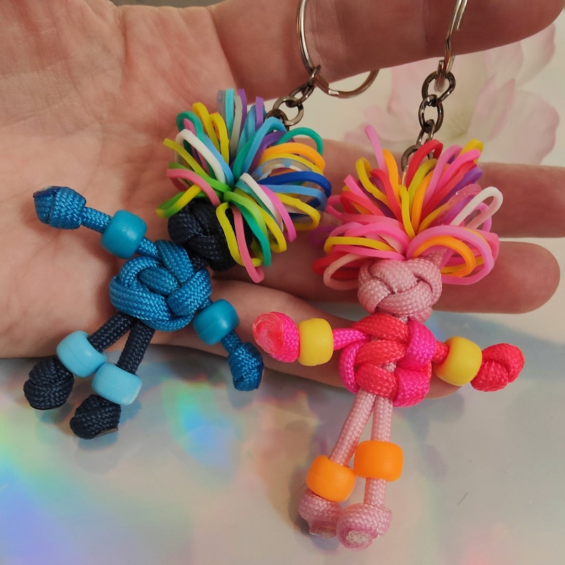 Sensory fidget keychain,kids school bag charm, paracord fidget,paracord buddy keychain,paracord human,stimming toy,children keychain,bag tag image 2