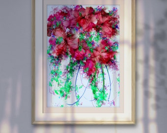 Flower wall art, printable wall art,alcohol ink print,alcohol ink art,digital art,floral wall art,abstract art,abstract , downloadable