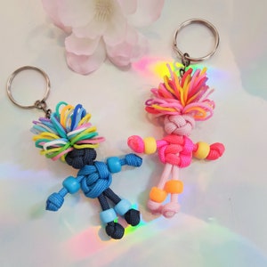 Sensory fidget keychain,kids school bag charm, paracord fidget,paracord buddy keychain,paracord human,stimming toy,children keychain,bag tag image 6