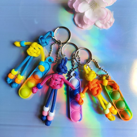 Paracord Fidget Buddy Keychain, Sensory Toy Keyring,pop It Toy