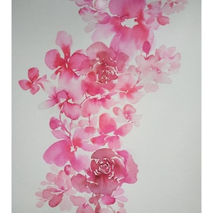 Pink flower painting,watercolor original ,pink artwork,pink wall art,flower painting,pink flower art,bloomnjazz