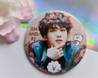 Bts Jin and RJ pin,bts pin,bts badge,bt21 pin,bt21,bts bt21,Jin pin,bts Jin,kim seokjin,bangtan,bt21 rj,kpop gift,bts army