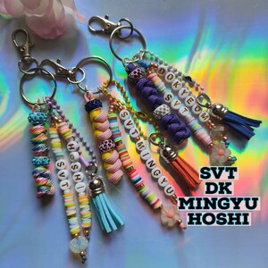 Seventeen keychain,kpop keychain,mingyu,hoshi,svt dk,dokyeom,kpop charm,binder charm, seventeen charm,kpop beaded keychain,name keychain
