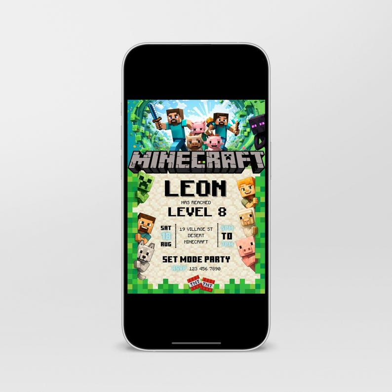 Editable Minecraft Birthday Party Invitation | Digital Gaming Themed ...