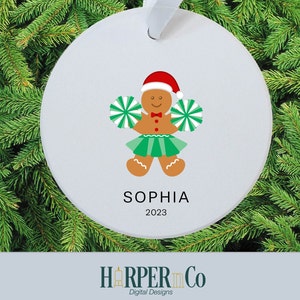 Ornamento di Natale personalizzato cheerleader, ornamento di Natale personalizzato di pan di zenzero, ornamento di Natale 2023, regalo, ricordo, allegria
