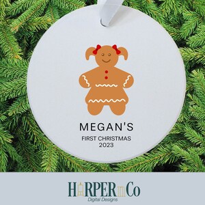 Baby&#39;s First Christmas Ornament, Personalized First Christmas, Baby girl, Gingerbread boy, Custom Baby Ornament 2023, baby gift, new baby