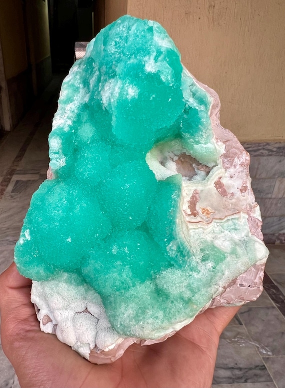2.63kg Green Aragonite Crystal Cluster from Afghanistan – Rare Natural Mineral Specimen