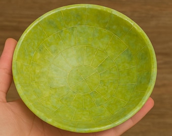 425g Natural Green Jade Bowl – Handmade Carved Stone Dish from Afghanistan