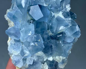 Rare Natural Celestine Crystal Cluster Specimen – Blue Celestite Mineral from Afghanistan