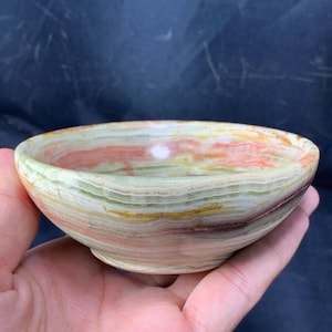 200g Natural Onyx Bowl – Handmade Decorative Stone Dish from Pakistan
