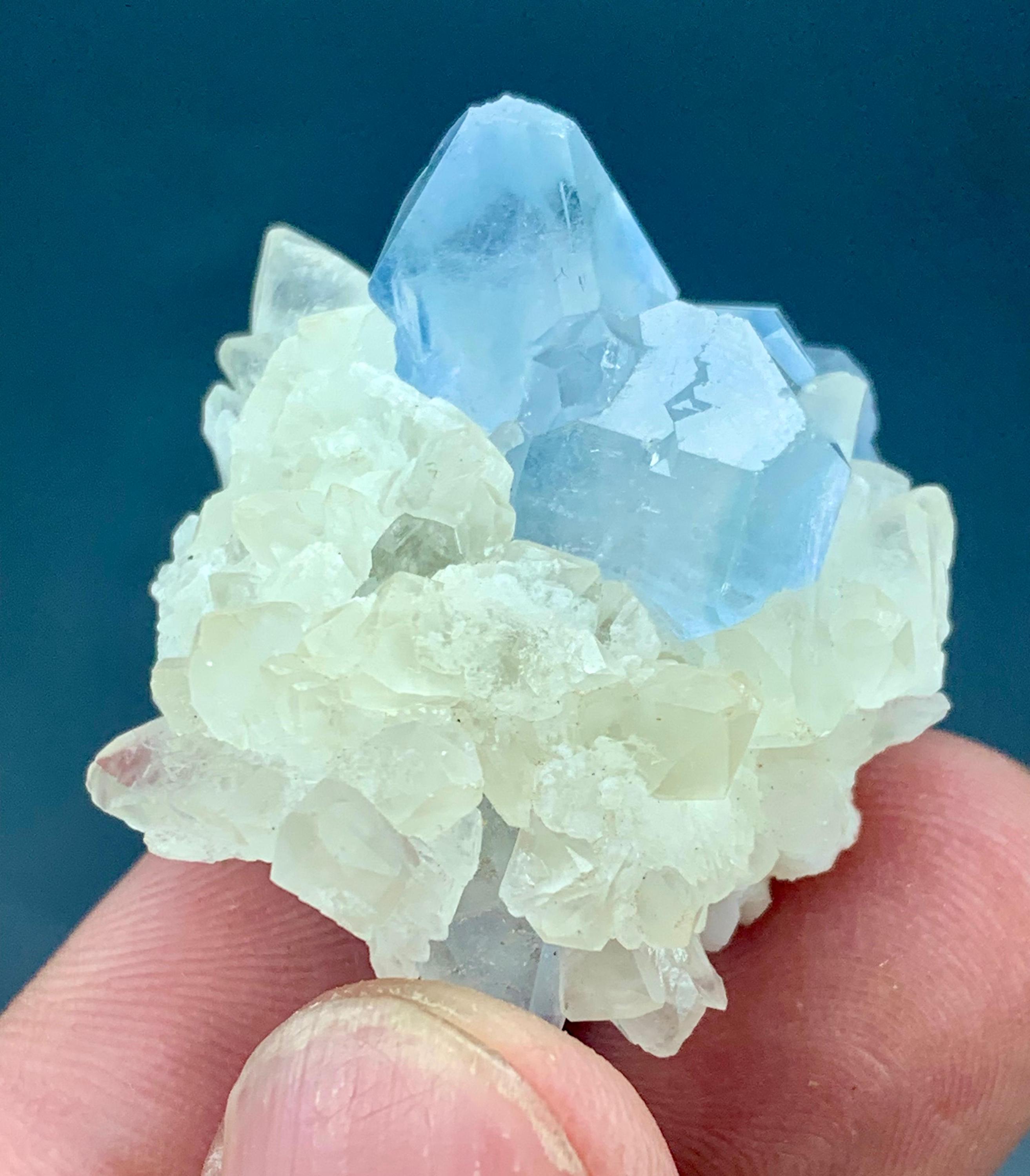 25g 天然セレスチンクリスタル（方解石入り） - アフガニスタン産