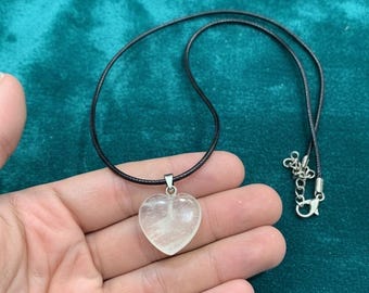 Natural Stone Heart Pendant Necklace - Healing Crystal Jewelry