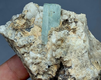 93g Natural Aquamarine Crystal on Matrix from Pakistan | Raw Aquamarine Mineral Specimen