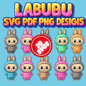 20 Cute Labubu SVG Bundle | Cute Labubu Characters SVG | Cute Labubu Heads, Full Body Clipart | Cricut Files for Crafts & Stickers