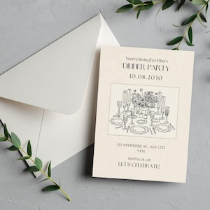 Dinner Party Invitation Template, Elegant Dinner Party Invite, Printable Dinner Invitation, Editable Dinner Party Card, Instant Download
