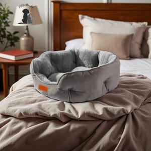 Grey Pet Bed For Small And Large Pets, Soft, Washable Pet Bed With Non-Slip Base, Water Resistant Pet Accessory, Pet Bed For Pet Lover Gift