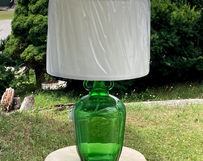 Antique clear green glass lamp