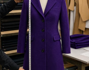 Men's Purple Wool Long Coat | Gothic Victorian Tailored Overcoat