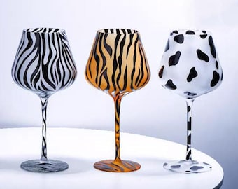 Copas de vino pintadas a mano, copas de vino esmeriladas de gran tamaño, copas de vino tinto, copas de vino hechas a mano, regalos de cumpleaños, regalos de Navidad