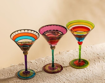 Målade Margaritaglas, Vintage Cocktailglas, Personliga Vinglas, Present till henne, Födelsedagspresent, Vinglaspresent, Julklapp