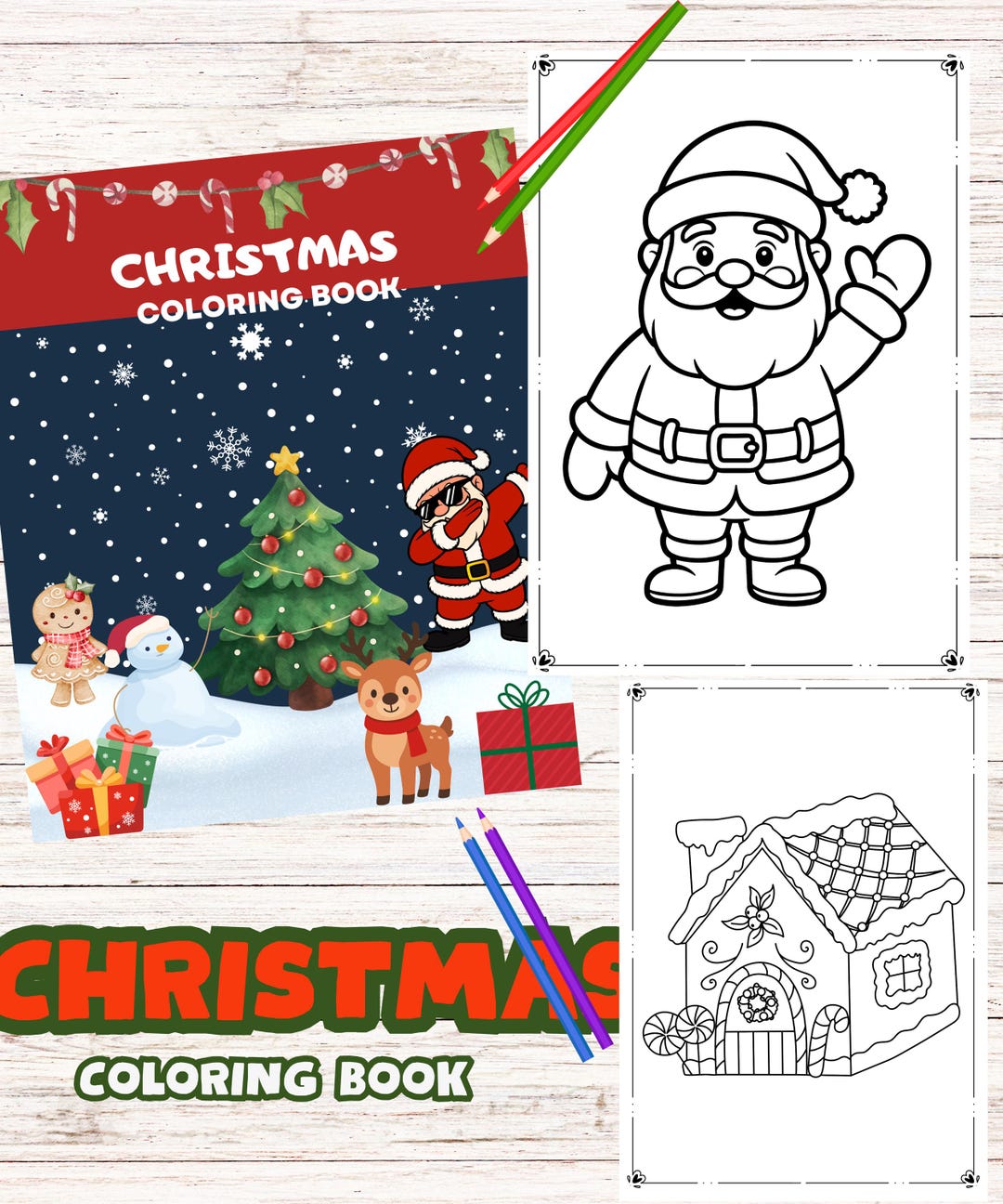 Kids Christmas Coloring Book, Festive Winter Scenes (printable PDF) - Etsy