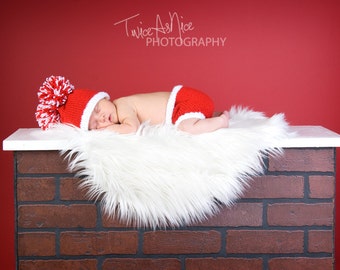 Double Pom Pom Hat and Diaper Cover Set - You Choose Colors