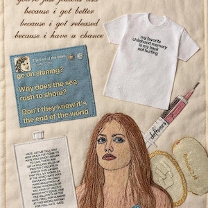 Cottagecore Girl Interrupted Collage Tea Towel | Sad Girl Tumblrcore Girlblogger Meme | Femcel Coquette Aesthetic Home Decor