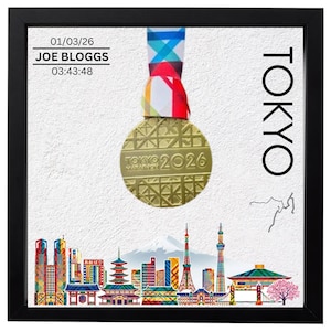 Personalised Medal Display Frame for the TOKYO Marathon (Any Year!) (27cm x 27cm) *Choice of designs*