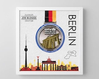 Personalised Medal Display Frame for the BERLIN Marathon (Any Year!) (27cm x 27cm) *Choice of designs*