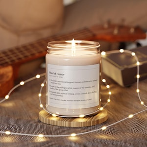Maid of Honor Candle, Funny Bridal Party Gift, Wedding Proposal Idea, MOH Definition, Party Favor, Gift for Her, Bridal Shower Present