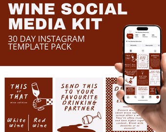 Wine Bar Instagram Templates – 30 Editable Canva Posts for Wineries, Bars & Wine Sellers