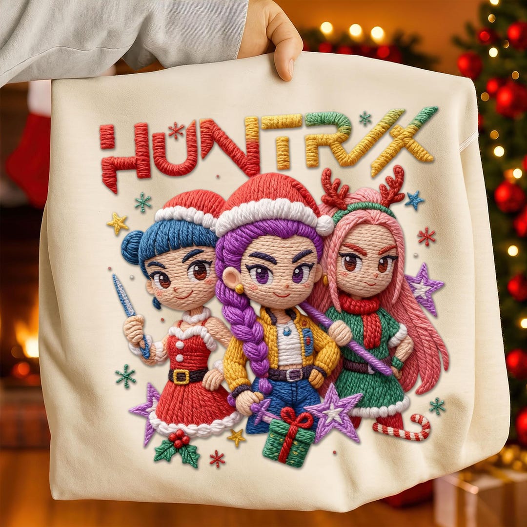 Buy Christmas Huntrix Kpop Demon Hunters Faux Crochet PNG, Kpop Huntrix ...