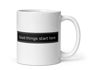 Minimalist Black Poster Mug – Modern Ceramic Coffee Cup – Gift for Coffee Lover