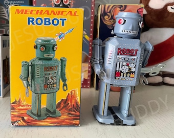 巨大なザスーラ限定版ロボット。ビンテージのゼンマイ巻き上げ式ブリキ
