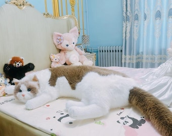 Giant Realistic Ragdoll Cat Plush, Long Body Pillow, Soft Cuddly Stuffed Animal