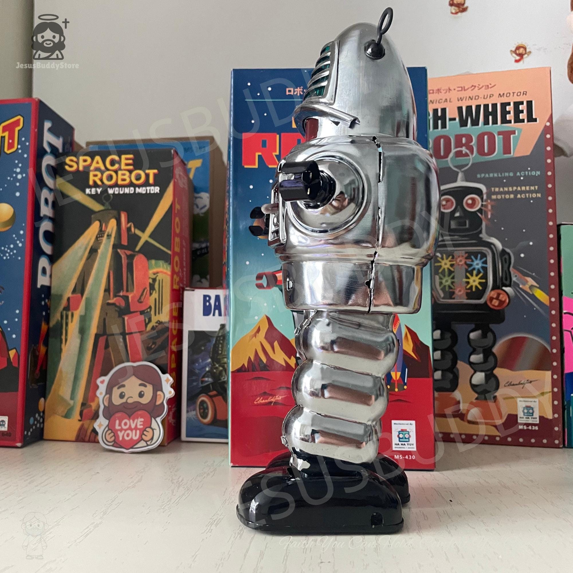 プラネットロボット　ブリキ玩具　ゼンマイ式　昭和レトロ 23.5cm ヴィンテージ プラネットロボット：1950年代製ブリキ製ゼンマイ
