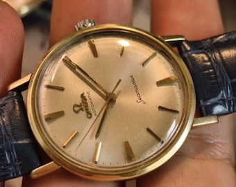 Vintage 1962 Omega Seamaster Automatic Watch, 14K Solid Gold Bezel, Cal. 552, Ref. 14765