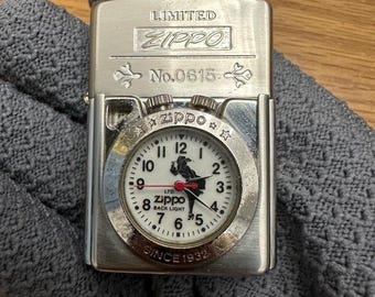 Vintage 1997 Zippo Windy Clock Lighter, Limited No. 0615, J XIII Insert