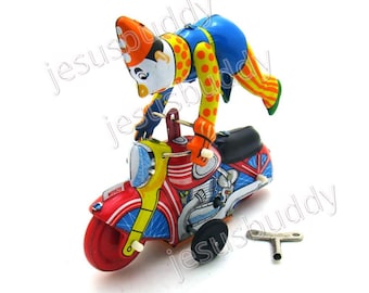 Jouet En Tôle Vintage Clown Sur Tricycle – MTU Années 60/70 – Neuf En Boîte