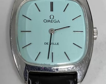 Vintage Omega De Ville Women's Manual Watch, Cal. 625, Refinished Aqua Blue Dial, 25mm