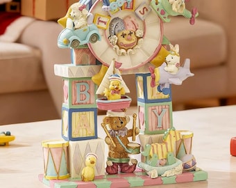 Ferris Wheel Music Box, Wind Up Resin Nursery Decor, Animal Figurine Birthday Gift
