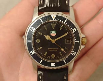 1990S Vintage TAG Heuer 1500 Quartz Watch, Ref 925.206G, Black Dial Jumbo Diver