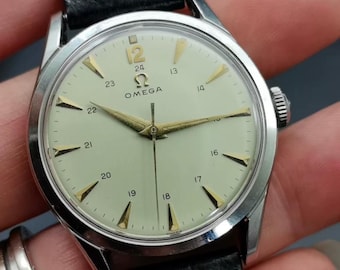 1952s Vintage Omega 2640-5 SC Manual-Wind Watch, Cal. 283, 36mm 24-Hour Military-Style Dial