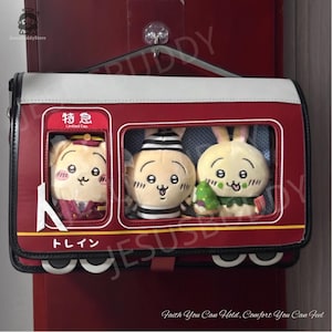 Chiikawa Hankyu Train Ita Bag Backpack, Red Plush Doll Messenger Display Bag